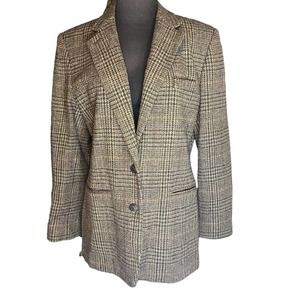 Vtg Lauren Ralph Lauren Wool Plaid Academia Boyfriend Blazer